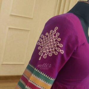 Alternative view of Handloom Narayanpet Cotton Multicolor Border Dress – Purple Traditional Ethnic Wear