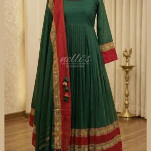 narayanpet cotton elephant border dress green traditional ethnic wear