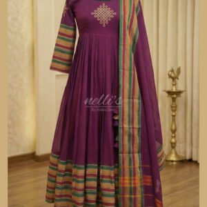 narayanpet cotton multicolor border dress purple traditional ethnic wear
