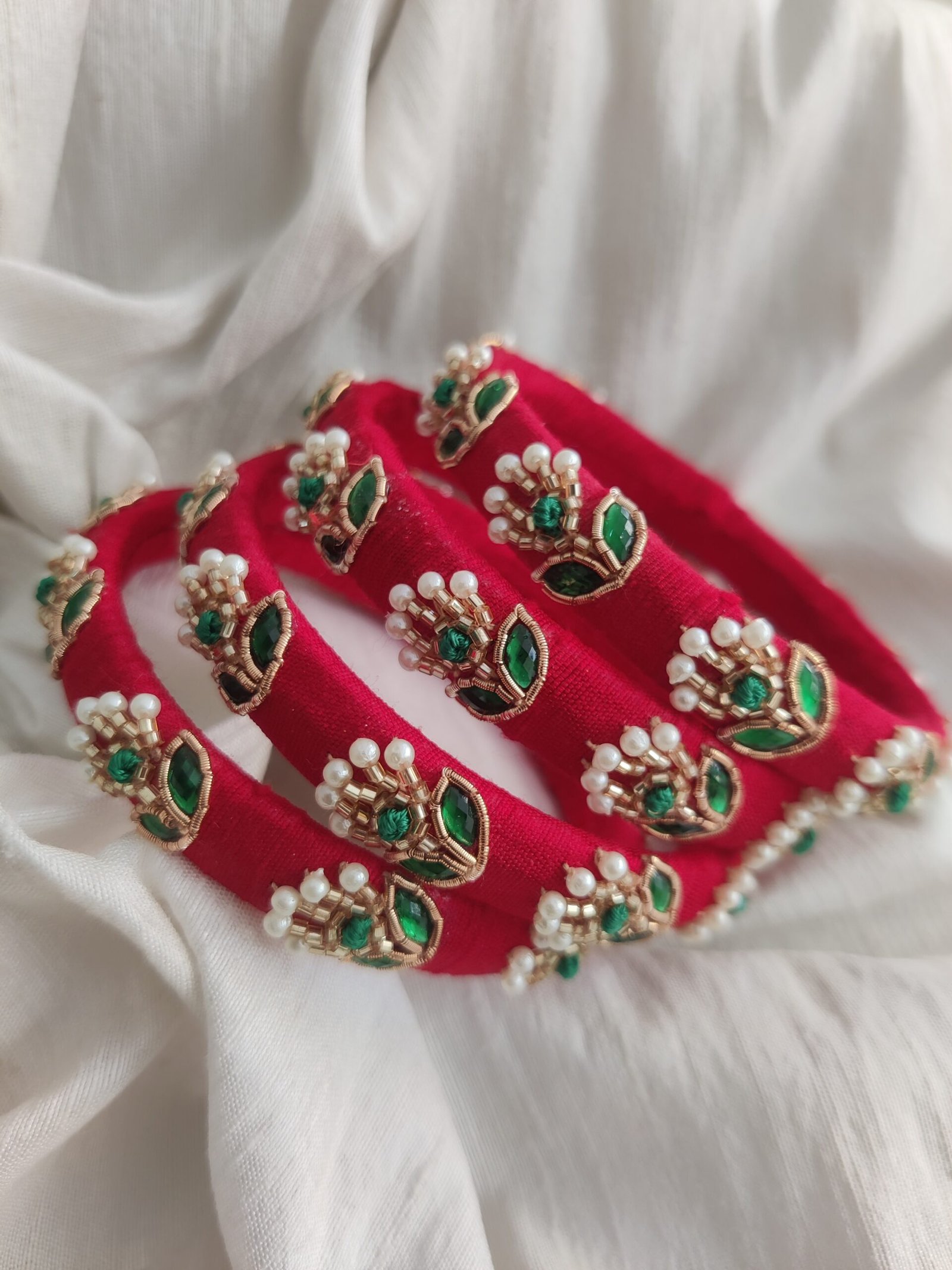 Yellow with Red Hand made bangles - Image 3