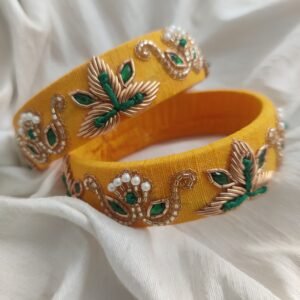 Alternative view of Yellow with Red Hand made bangles