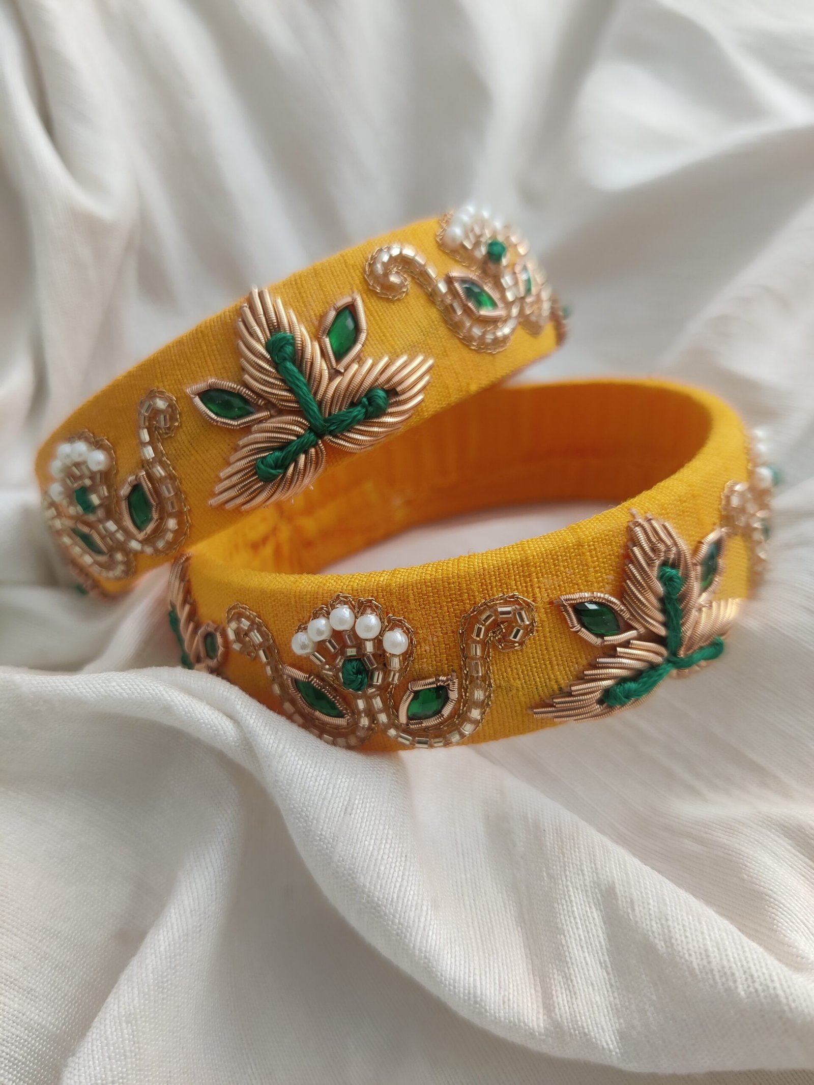 Yellow with Red Hand made bangles - Image 2