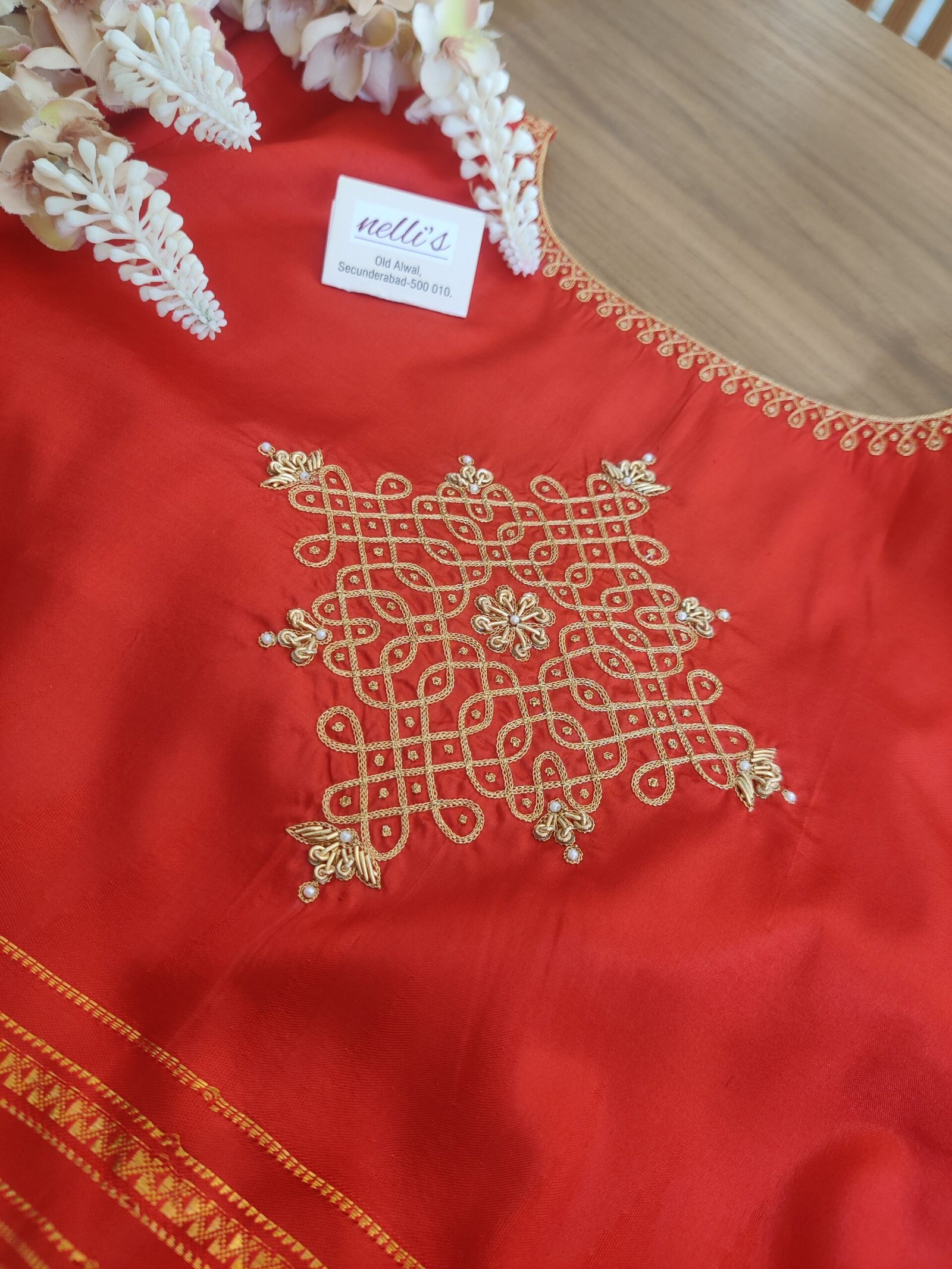 Traditional Kollam Design Maggam Work Blouse – Handmade Bridal & Festive Wear - Image 4