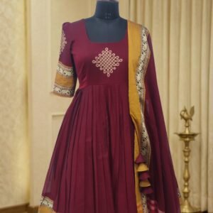 narayanpet cotton elephant border dress maroon traditional ethnic wear