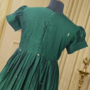 narayanpet cotton maggam work long frock with dupatta green ethnic wear