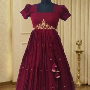 narayanpet cotton maggam work dress maroon ethnic wear