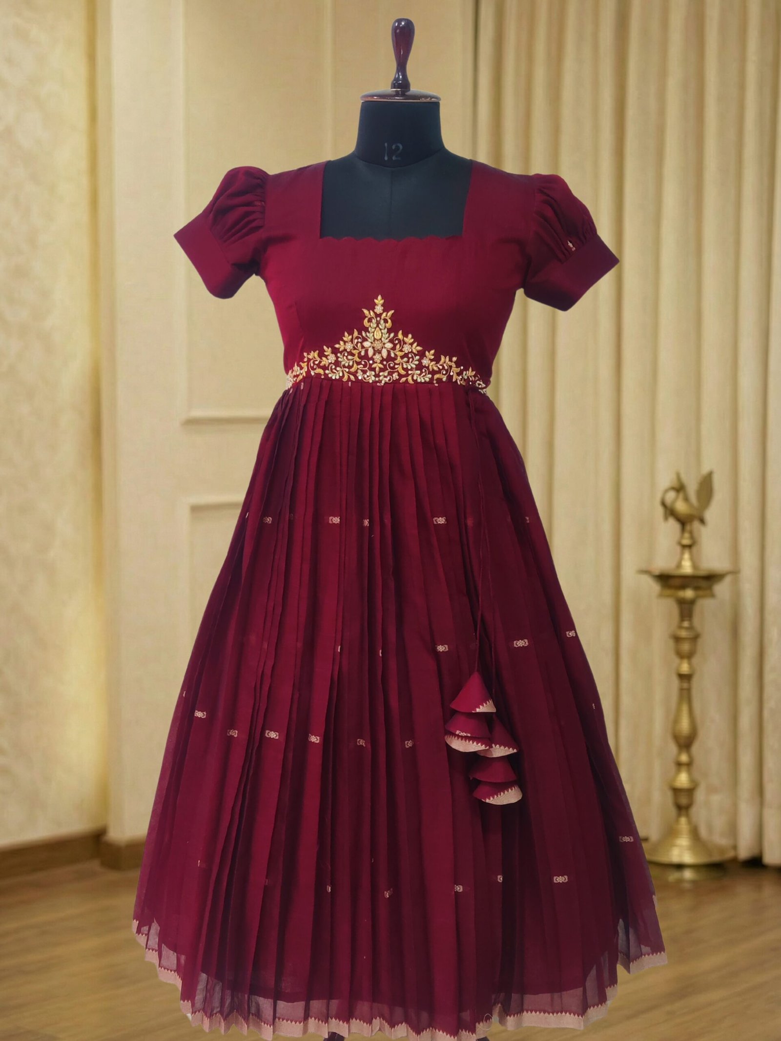 narayanpet cotton maggam work dress maroon ethnic wear