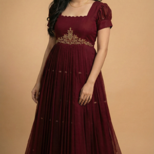 narayanpet cotton maggam work dress maroon ethnic wear