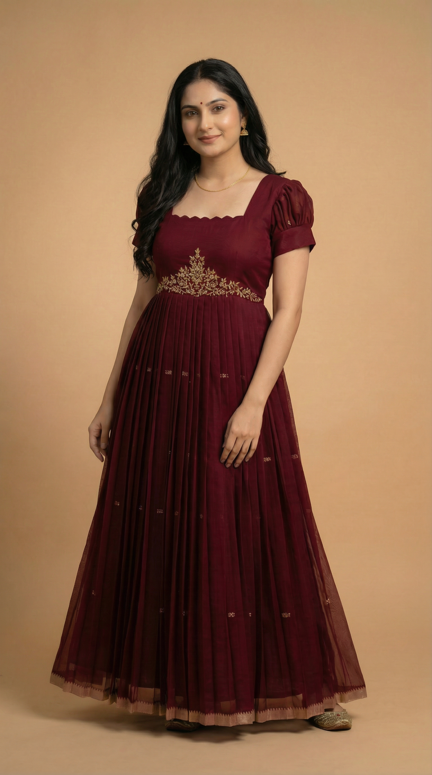 narayanpet cotton maggam work dress maroon ethnic wear